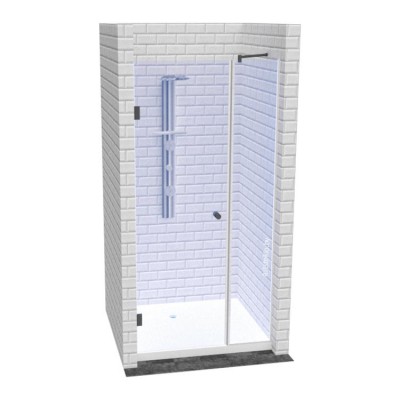 Линейная перегородка в душ с добором и распашной дверью